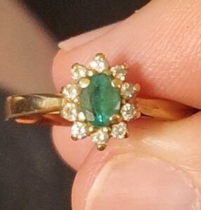 14k Gold Emerald And Diamond Ring